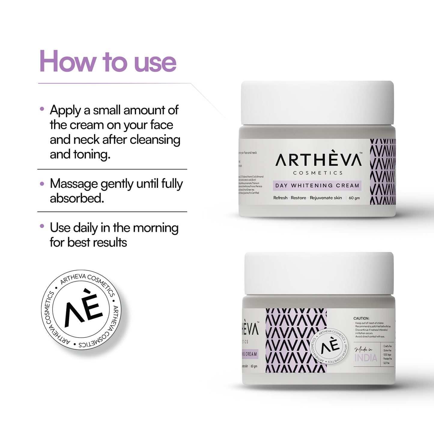 Artheva's Premium Skin Whitening Day & Night Cream for Men & Women